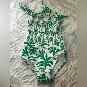 Baby Girls Starting Out One Piece Smocked Shoulder Tie Swimsuit 12 Months